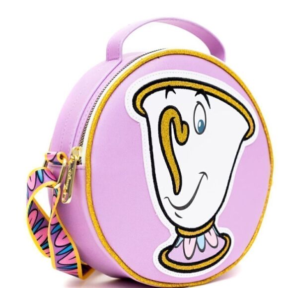 Disney Cross Body, Round, Beauty and the Beast Chip Lavender, Vegan Leather - Picture 4 of 7